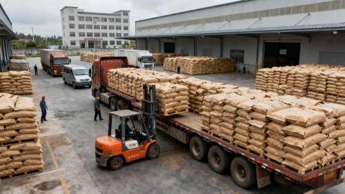 高吸水树脂产品装车现场