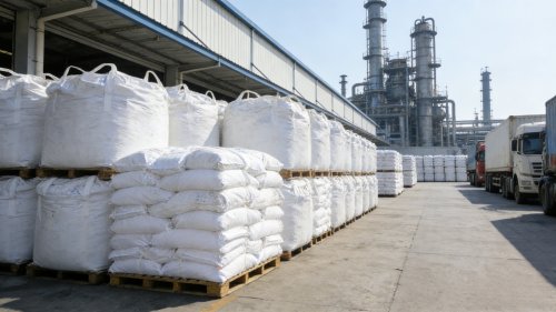 吸水树脂散装产品整齐装载在货车上