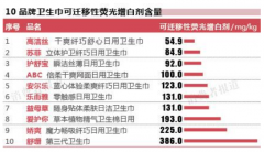 卫生巾可迁移性荧光增白剂超标名单(组图)